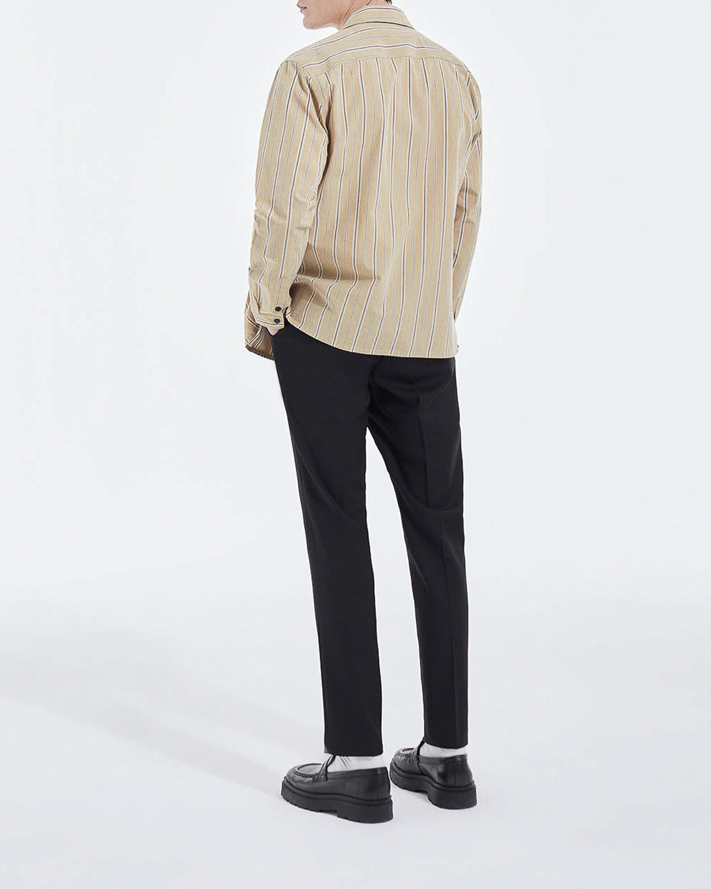 The Kooples - Chemise Col Hawaï Beige À Rayures - Homme