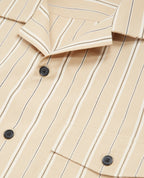 The Kooples - Chemise Col Hawaï Beige À Rayures - Homme