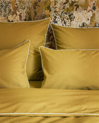 Housse De Couette Percale De Coton - Vert Bronze Liseré Blanc
