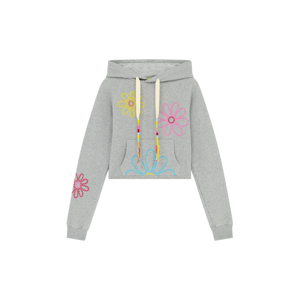 Sweat Embroidered Flower Cropped