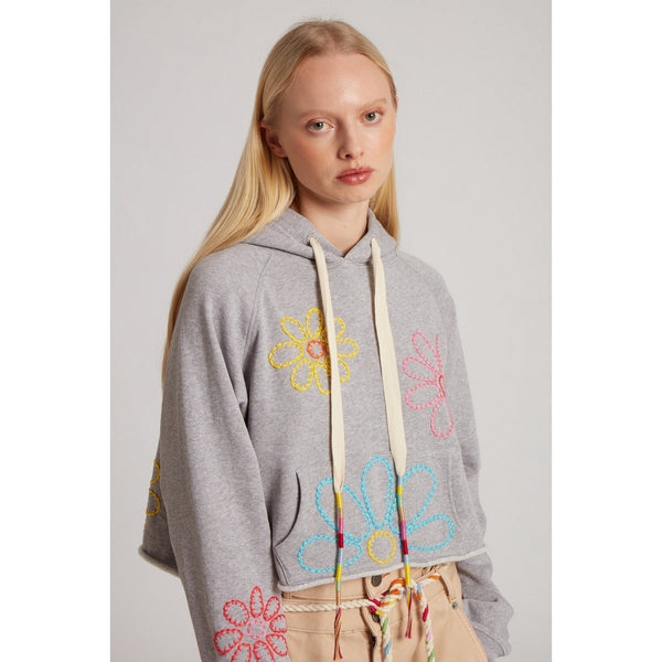 Sweat Embroidered Flower Cropped
