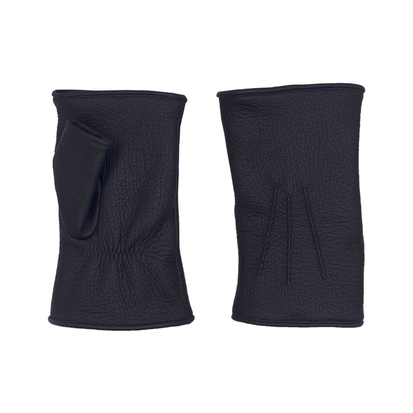 Mitaines Hector Cuir Doublés Lapin - Noir - Homme