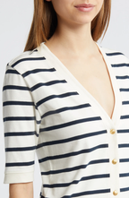 Robe Henley Button Up - Navy Multi