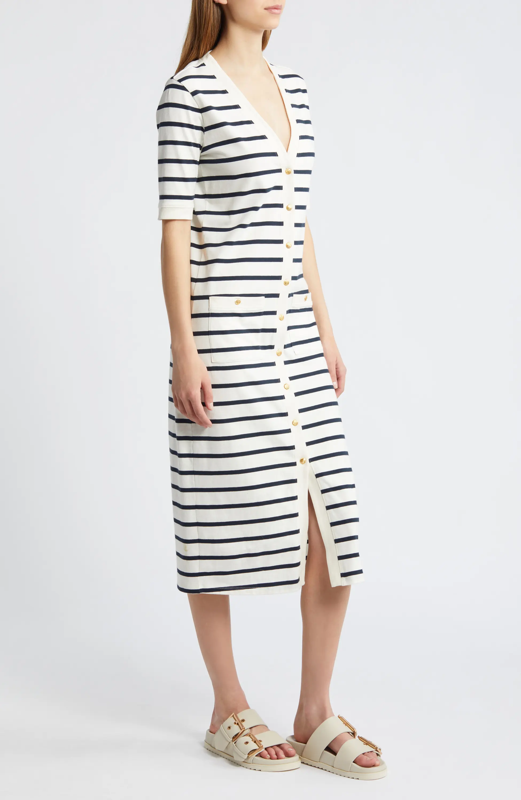 Robe Henley Button Up - Navy Multi