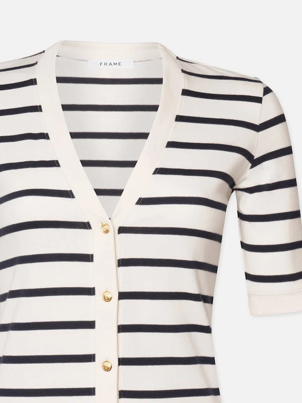 Robe Henley Button Up - Navy Multi