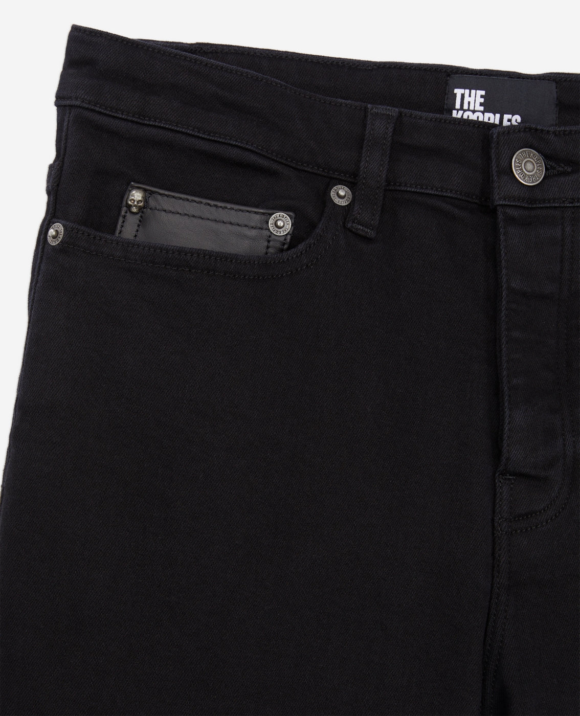 The Kooples - Jean Homme Brut Noir Poche Ticket Cuir - Homme