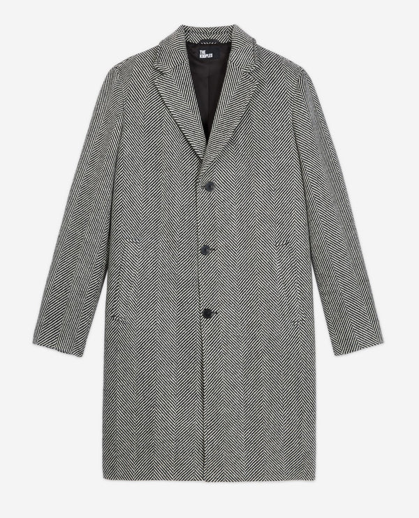 The Kooples - Manteau En Laine - Noir Et Blanc - Homme