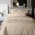 Satin Uni Jacquard - Housse De Couette - Grège