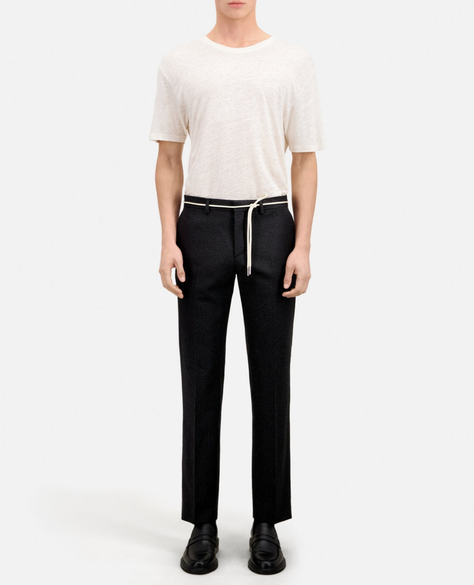 The Kooples - T-Shirt Manches Courtes En Lin Avec Broderie Poitrine - Homme