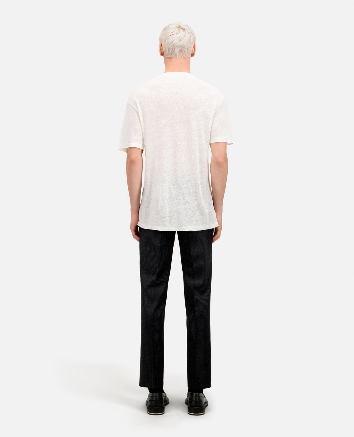 The Kooples - T-Shirt Manches Courtes En Lin Avec Broderie Poitrine - Homme