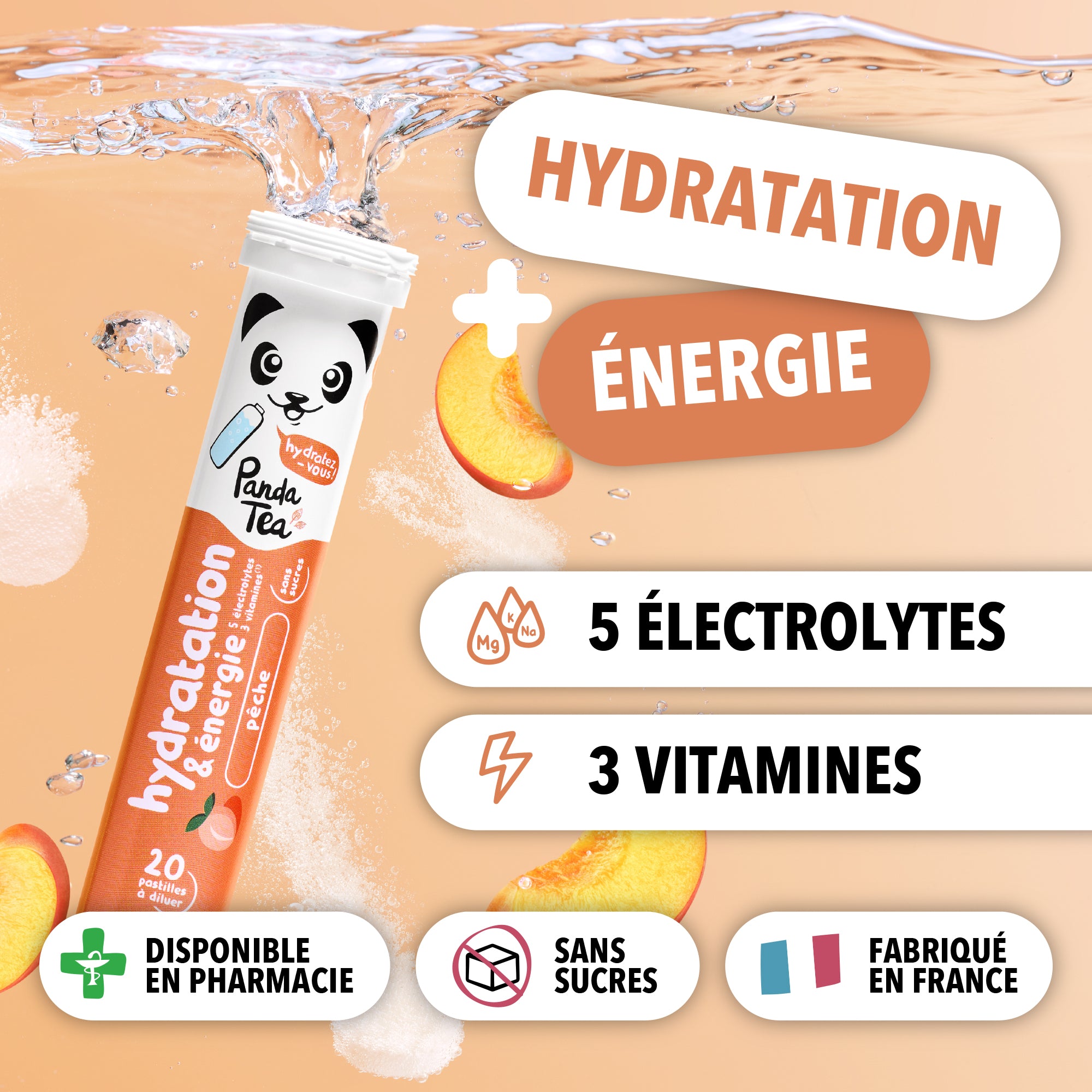 Pastilles Hydratation & Énergie - Pêche