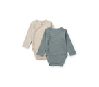 Liewood - Body Bébé Doux En Coton Biologique - Lot De 2 Hali - Blue Fog / Sandy Mix