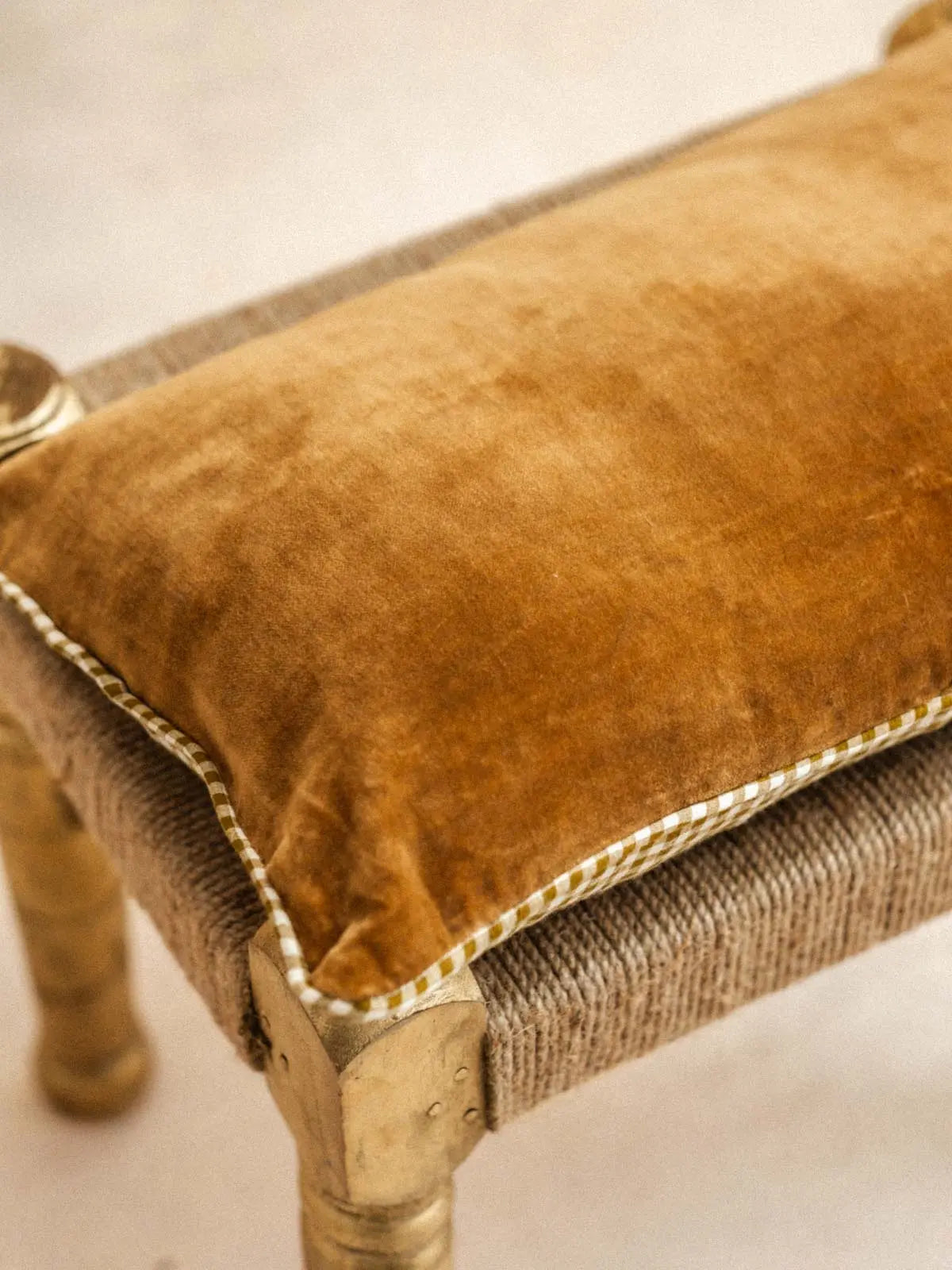 Housse de Coussin Velours & Vichy - 30x50cm - kirane