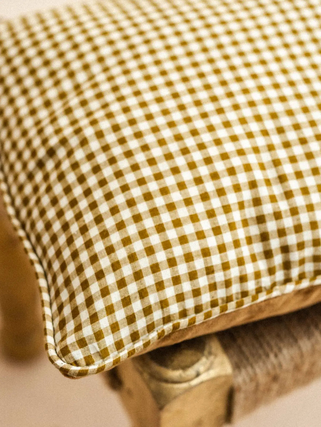 Housse de Coussin Velours & Vichy - 30x50cm - kirane