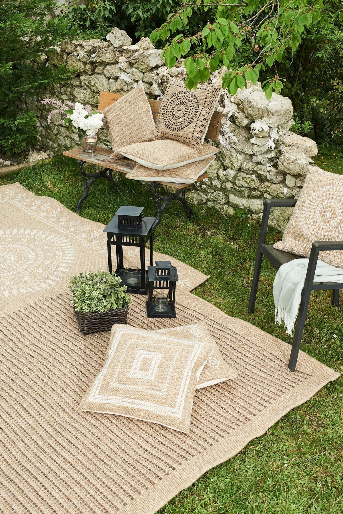 Housse de coussin beige effet jute naturel Nazar rugs