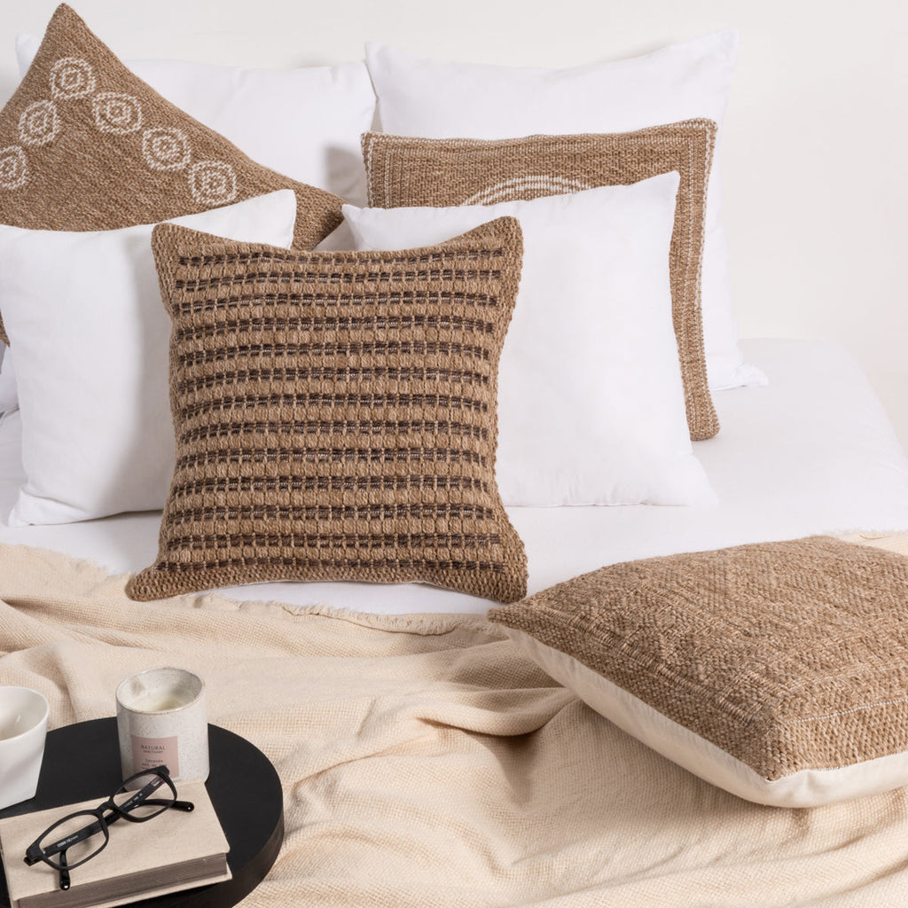 Housse de coussin beige effet jute naturel Nazar rugs