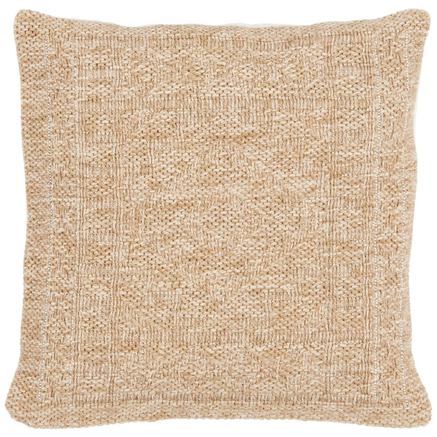 Housse De Coussin Aspect Jute 8729 - Motif Jute - Beige - Intérieur / Extérieur