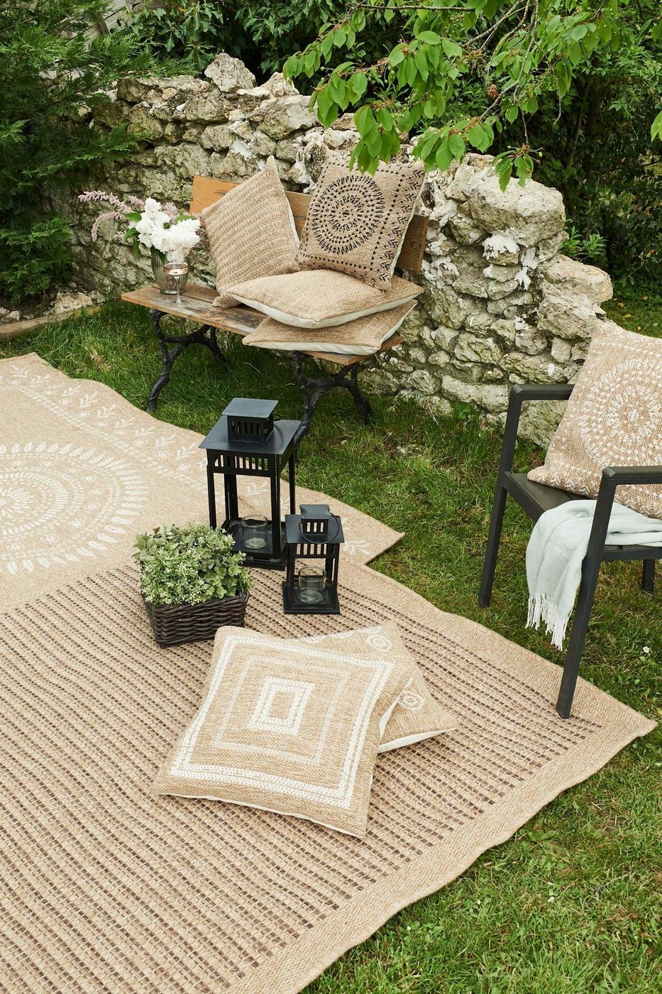 Housse De Coussin Aspect Jute 8753 - Motif Jute - Beige - Intérieur / Extérieur