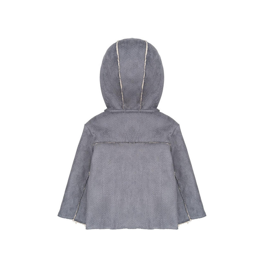 Veste À Capuche - Fausse Peau De Mouton Grise