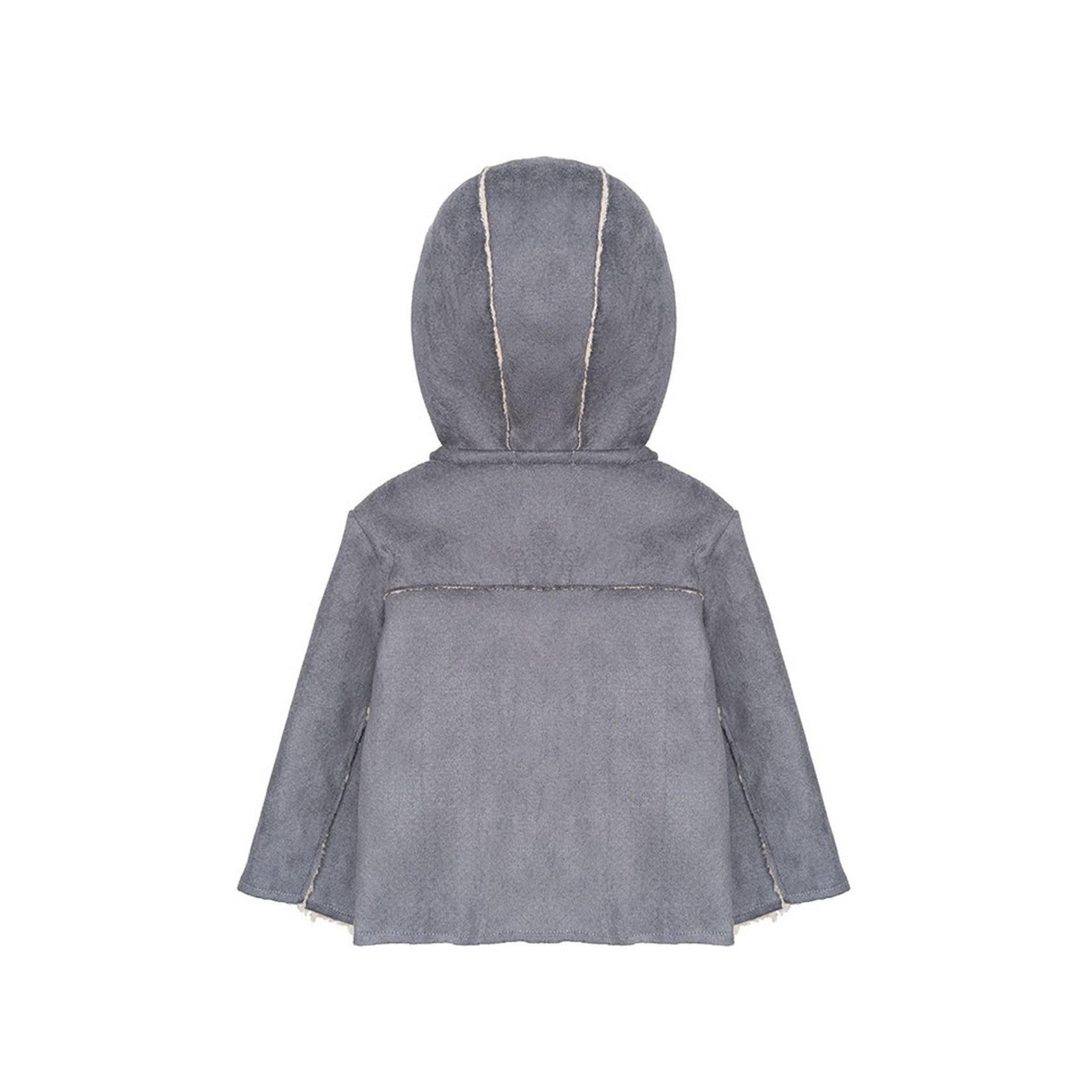 Veste À Capuche - Fausse Peau De Mouton Grise