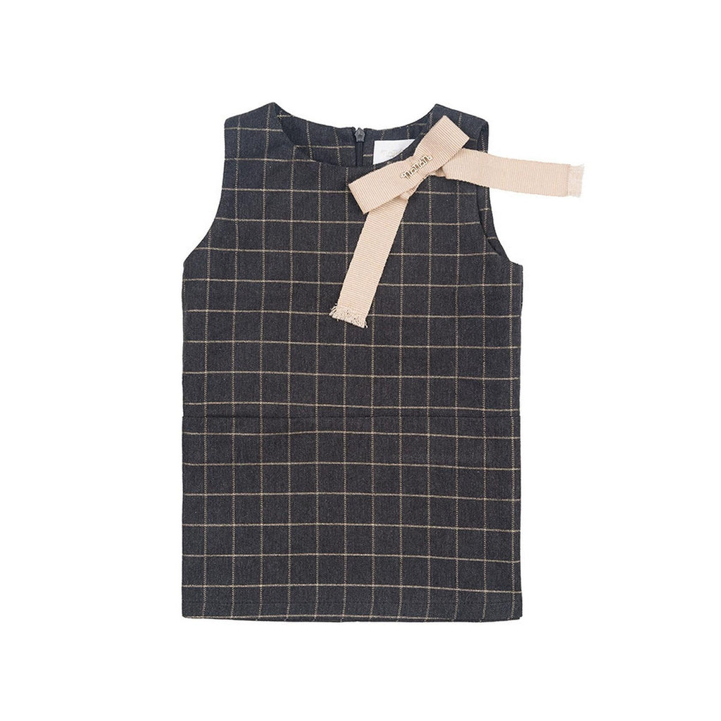 Robe Sans Manches À Carreaux Lurex Gris