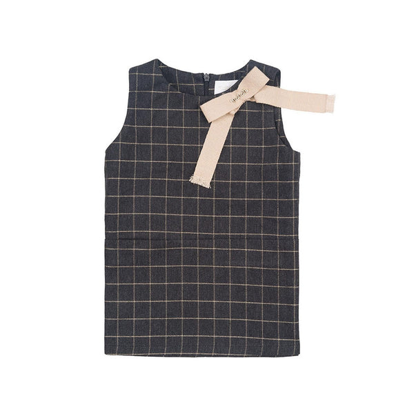 Robe Sans Manches À Carreaux Lurex Gris