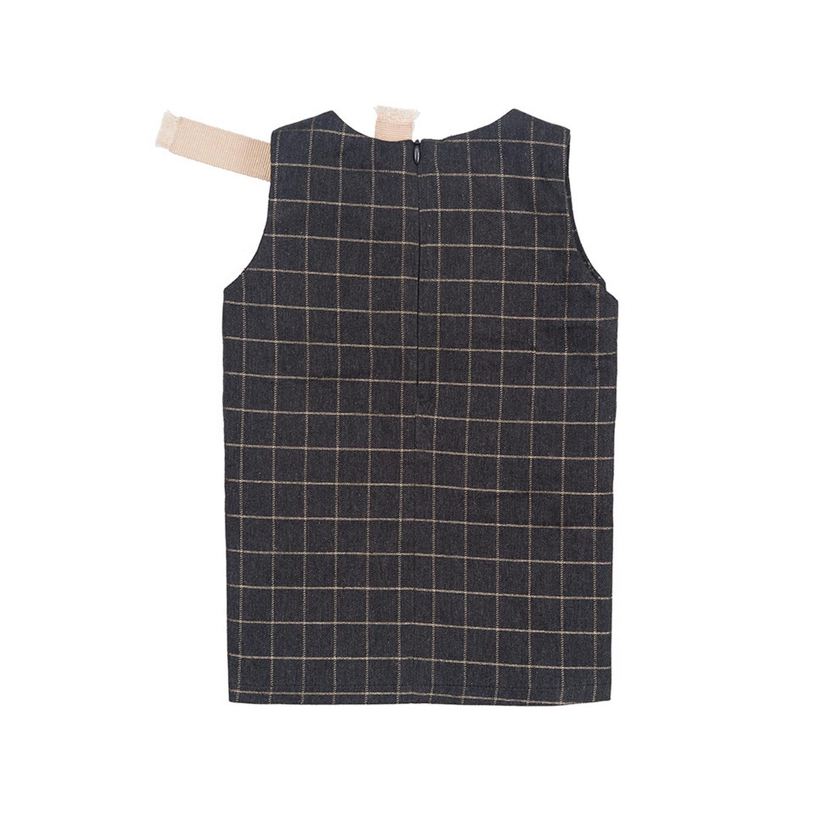 Robe Sans Manches À Carreaux Lurex Gris
