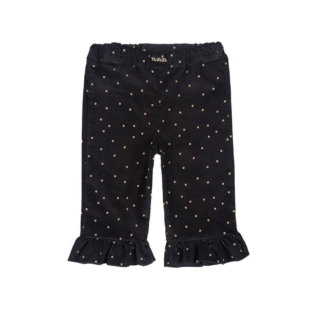 Pantalon En Velours Noir À Pois