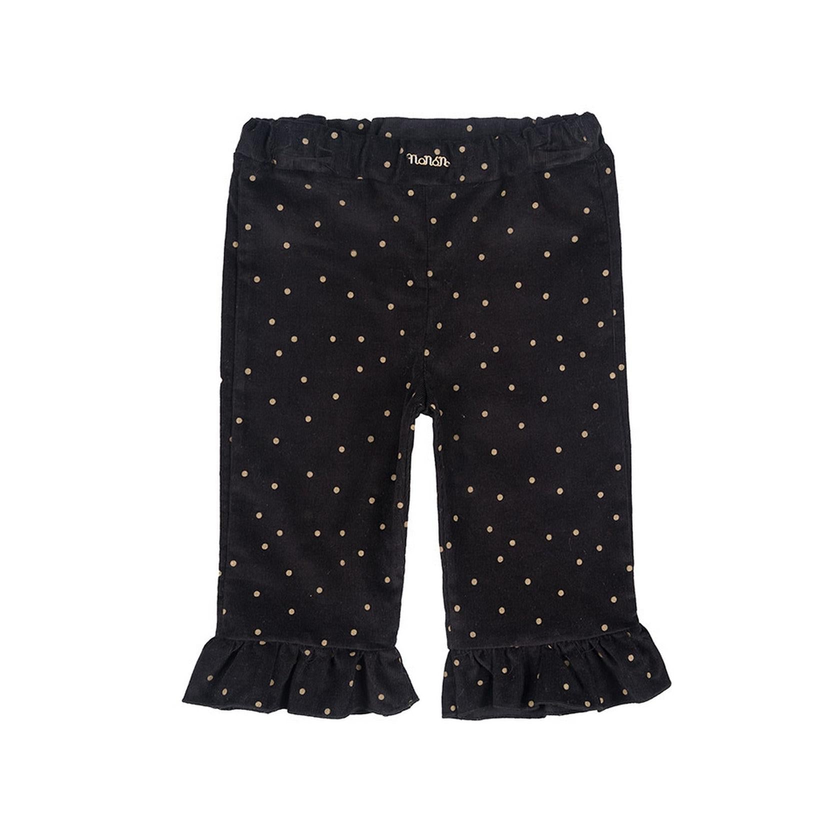 Pantalon En Velours Noir À Pois