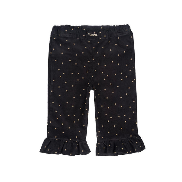 Pantalon En Velours Noir À Pois