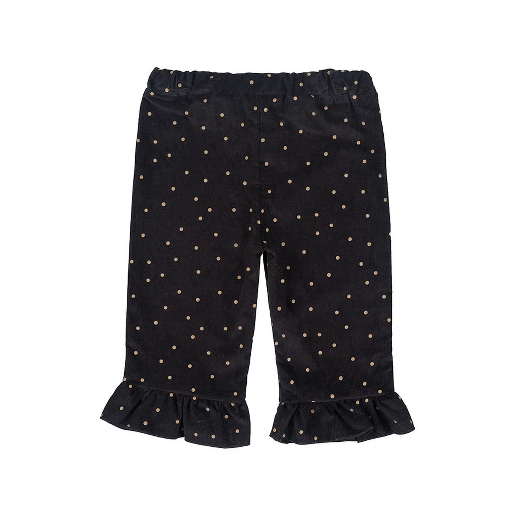 Pantalon En Velours Noir À Pois