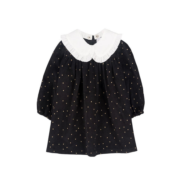 Robe En Velours Noir À Pois