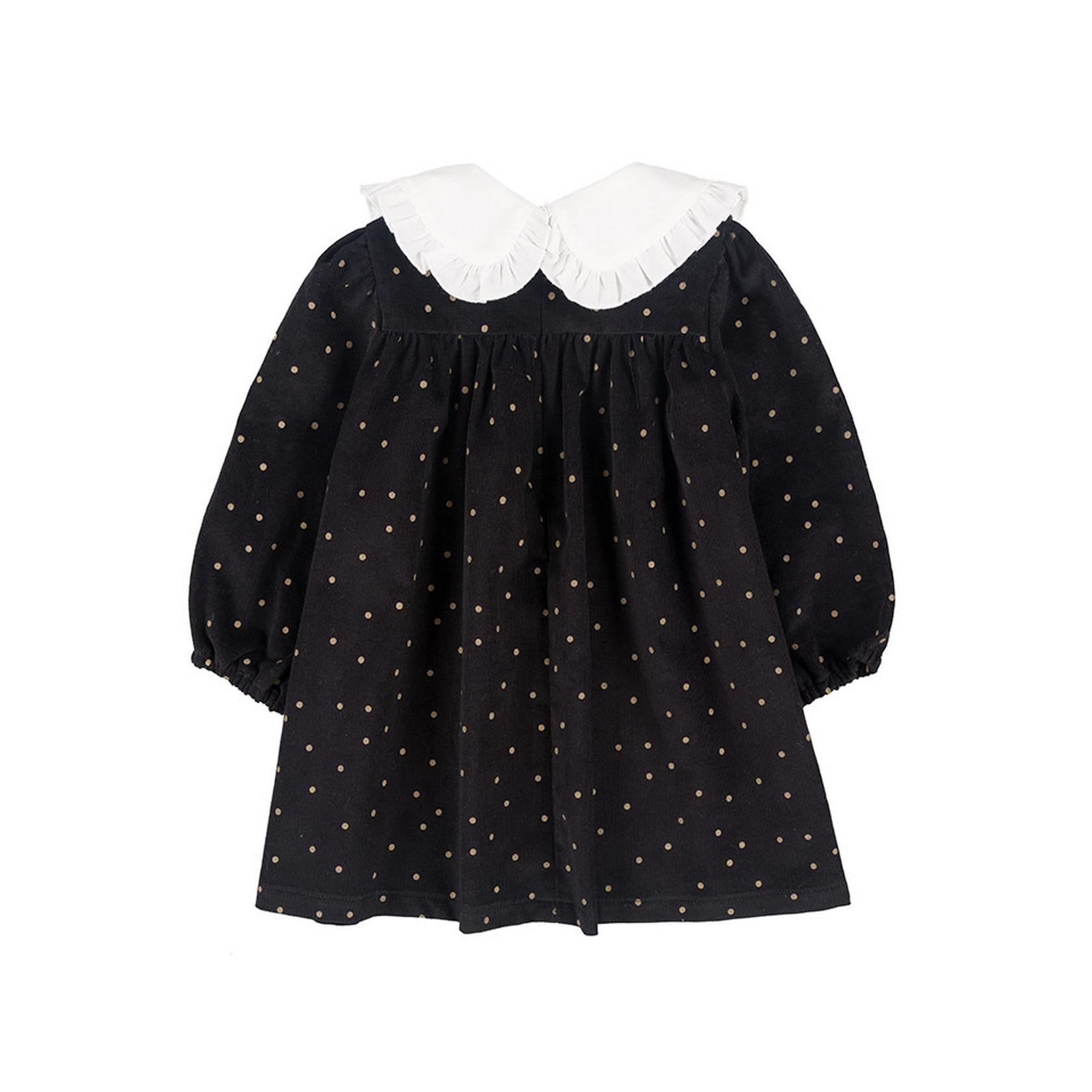 Robe En Velours Noir À Pois