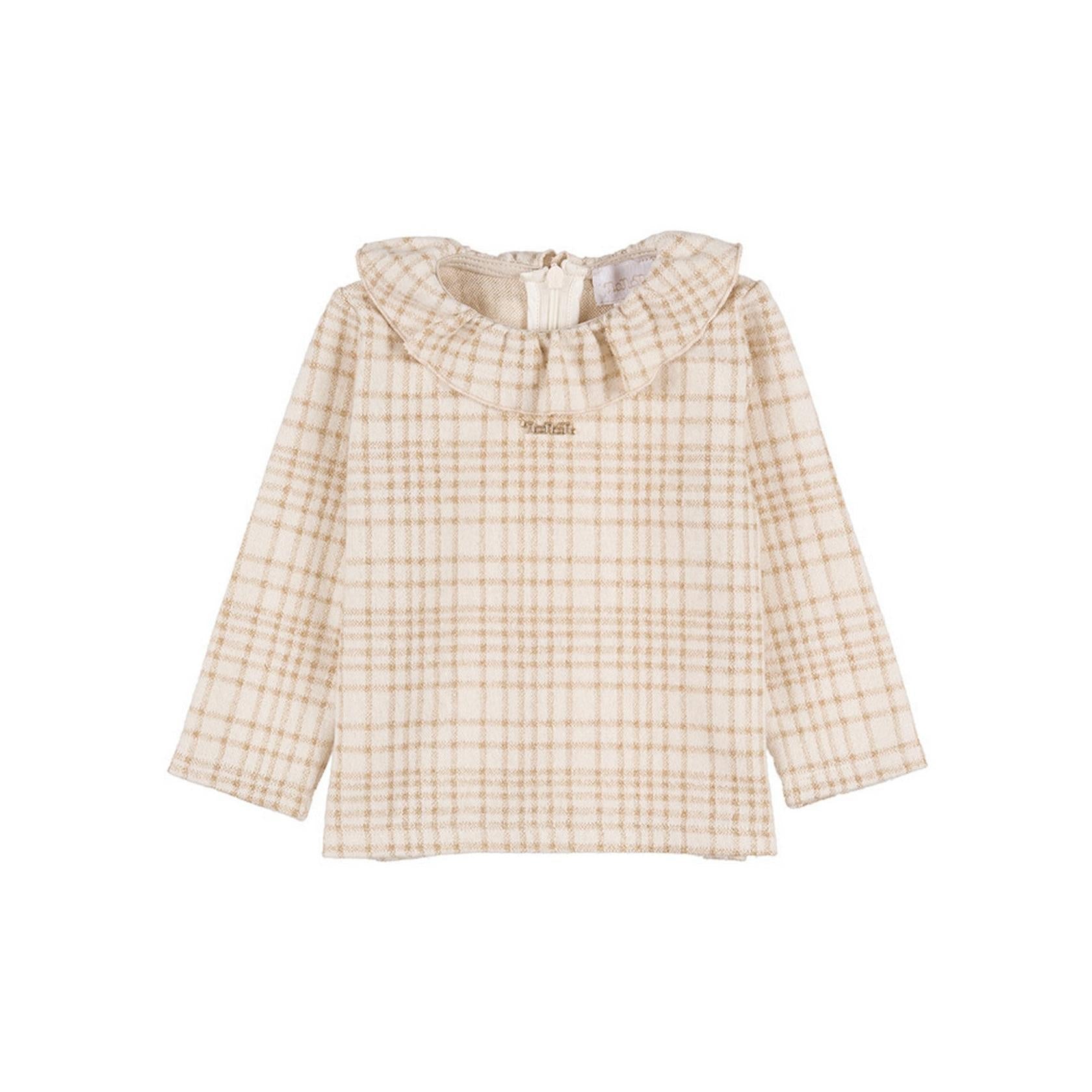 Chemise À Carreaux Crème Or Lurex