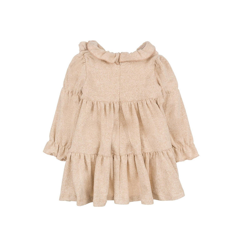 Robe En Lurex À Roses Beige