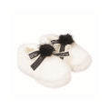 Ballerine En Fourrure Avec Nœud Et Pompon Crème