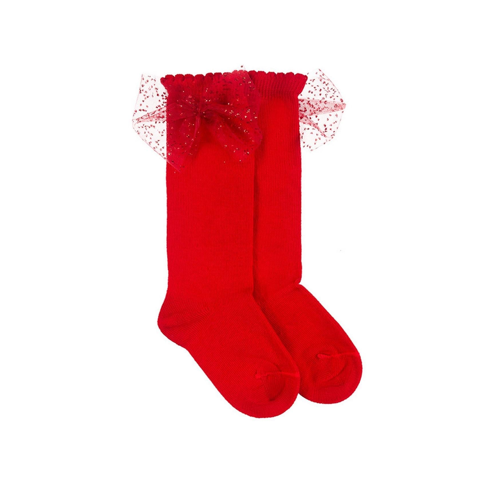Chaussettes À Nœud Papillon À Paillettes Rouges