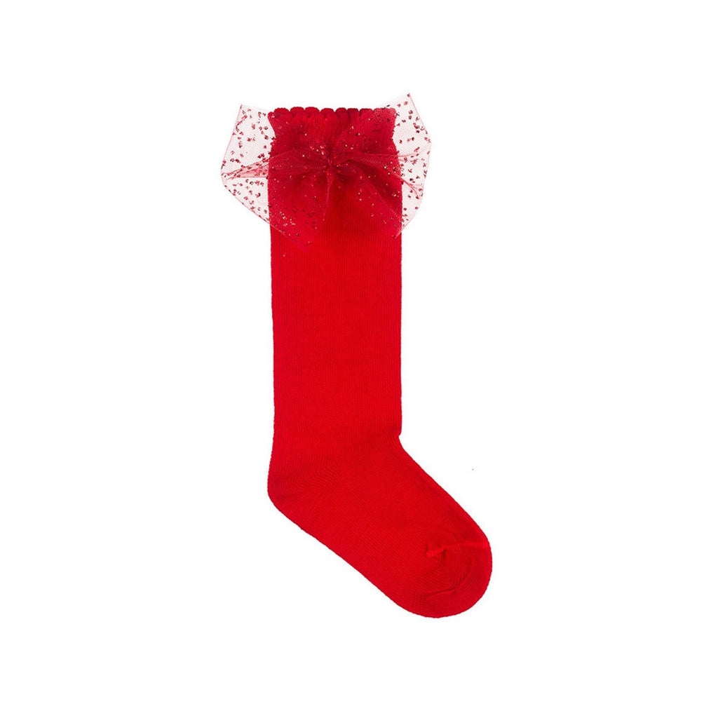 Chaussettes À Nœud Papillon À Paillettes Rouges