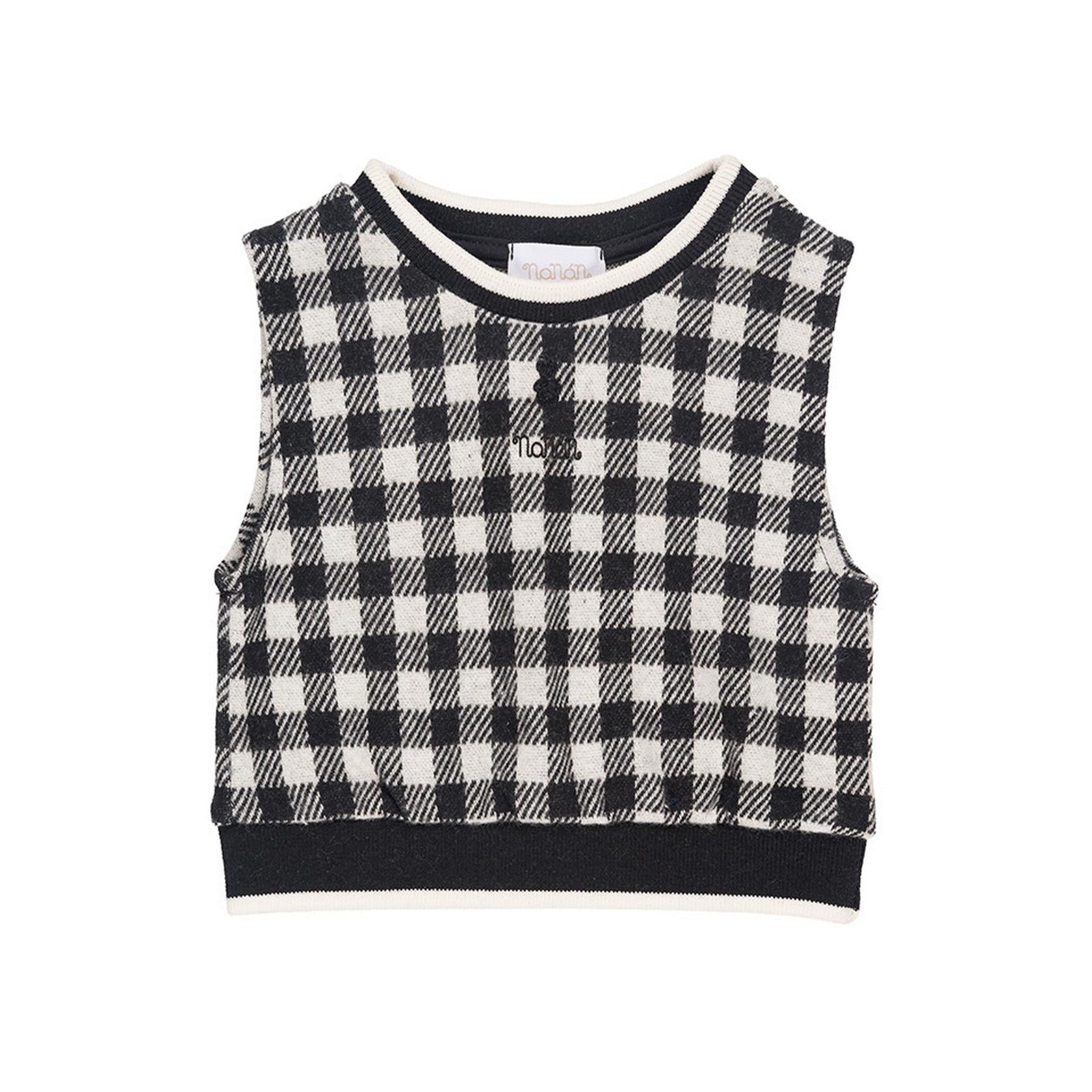 Veste Sans Manches À Carreaux Noirs