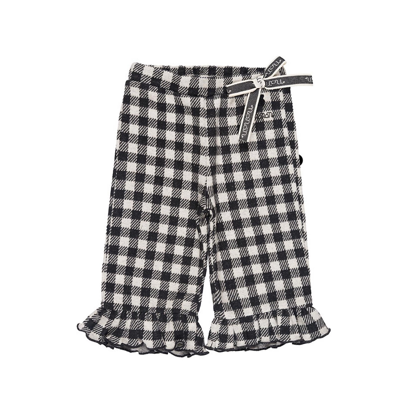 Pantalon Palazzo À Carreaux Noirs