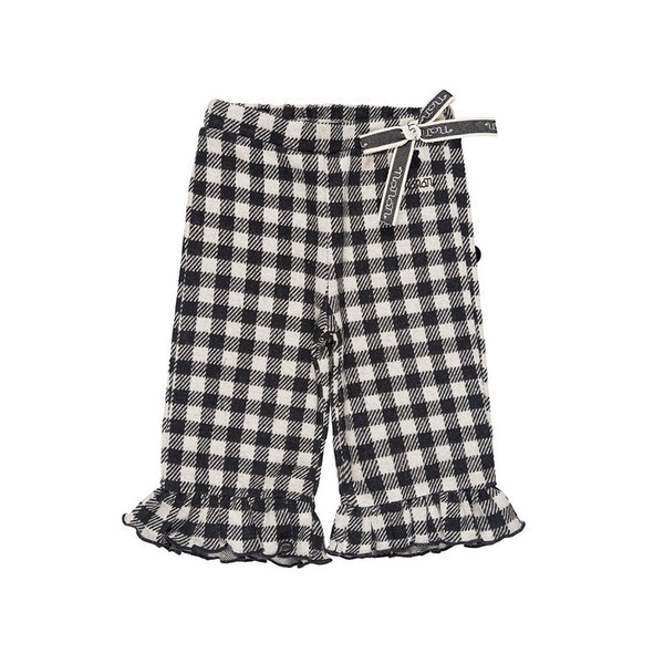 Pantalon Palazzo À Carreaux Noirs