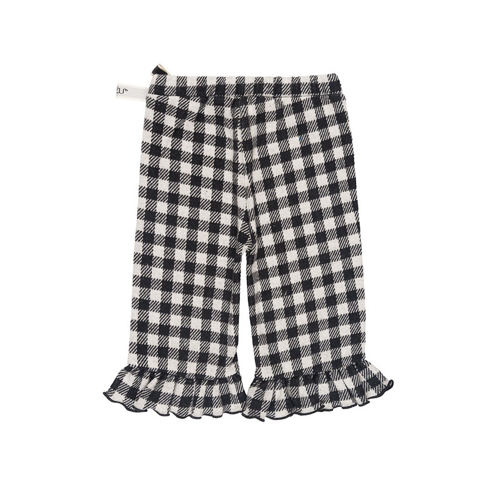 Pantalon Palazzo À Carreaux Noirs