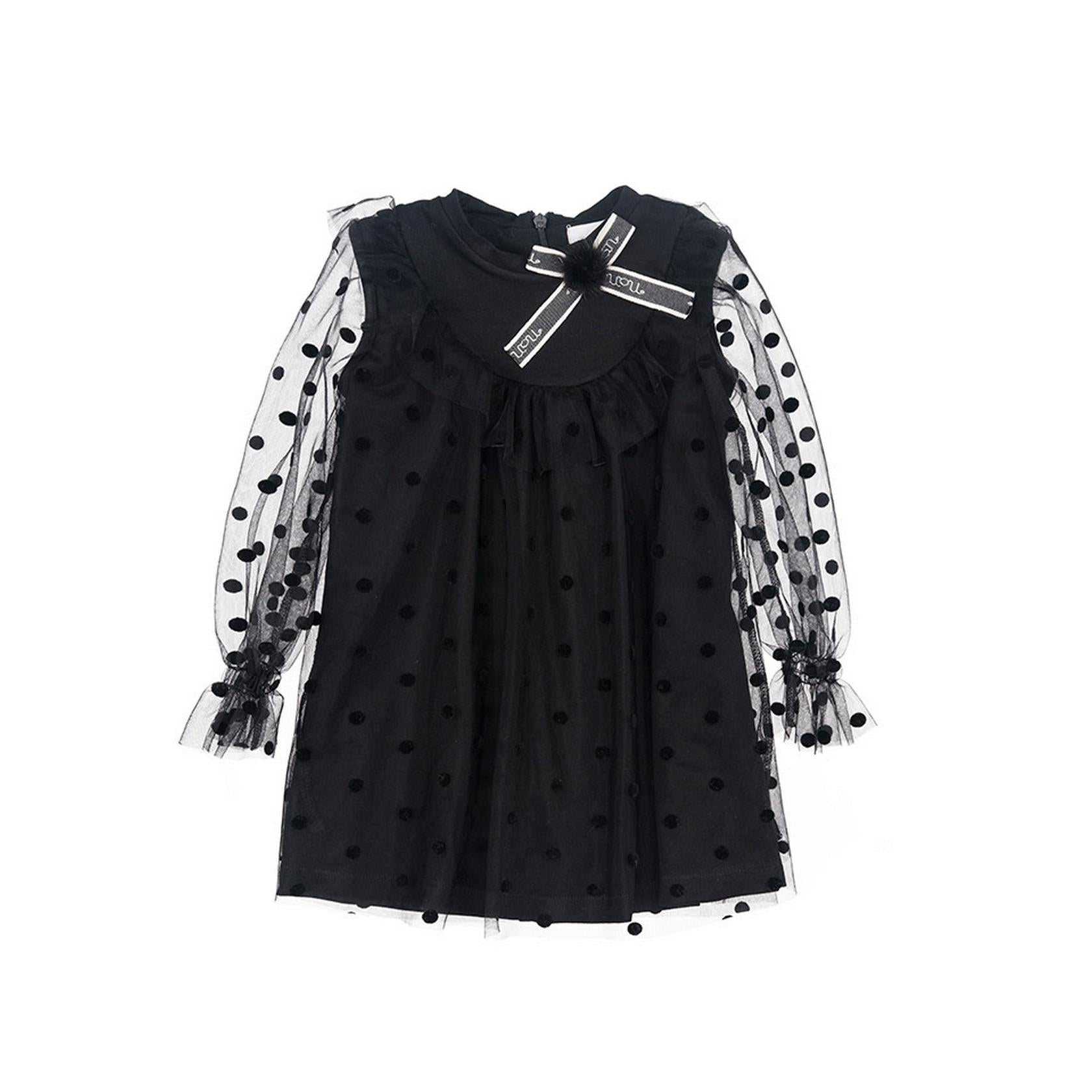 Robe En Jersey Noir Et Tulle