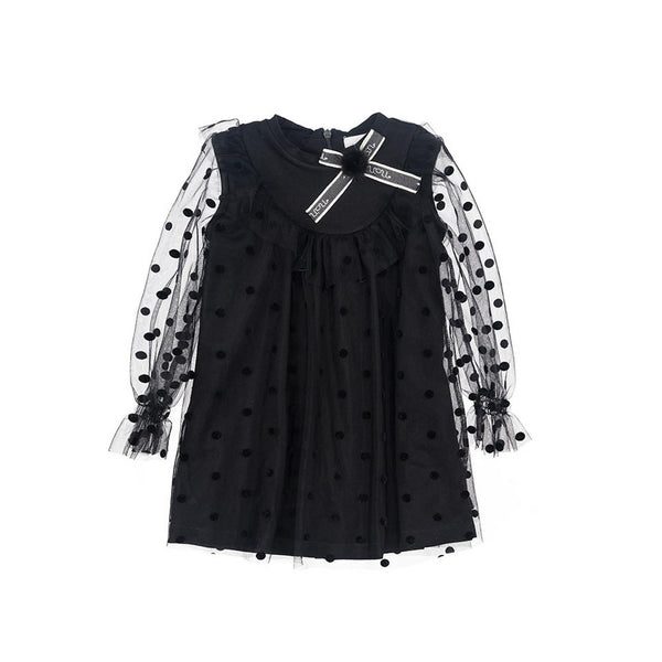 Robe En Jersey Noir Et Tulle