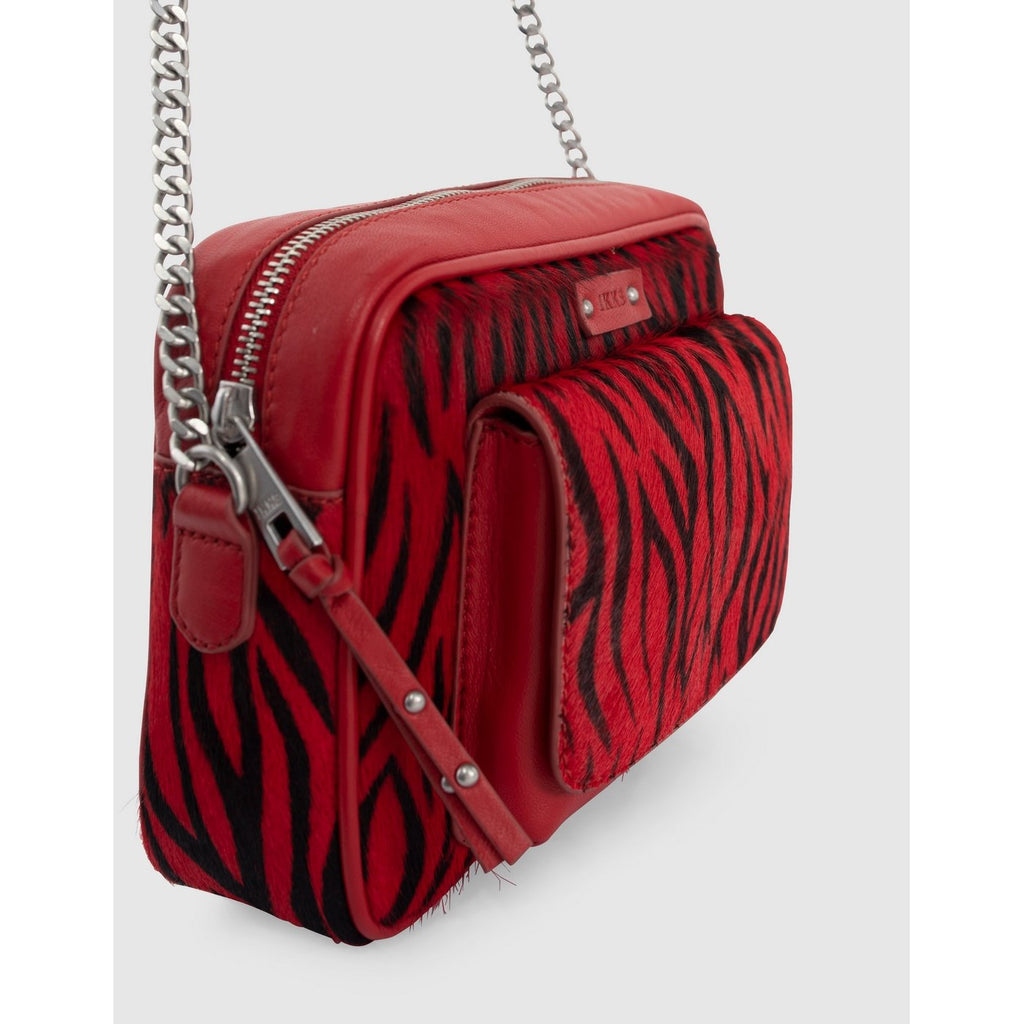 IKKS - Sac Boxy The Lover Effet Pony Zèbre Noir Et Rouge - Vermillon