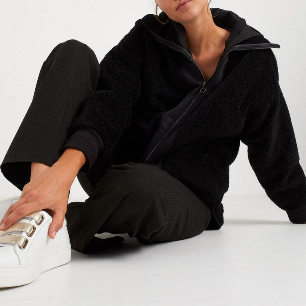 IKKS - Veste Noire Sherpa À Col Camionneur Et Capuche I.Code - Noir