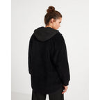 IKKS - Veste Noire Sherpa À Col Camionneur Et Capuche I.Code - Noir