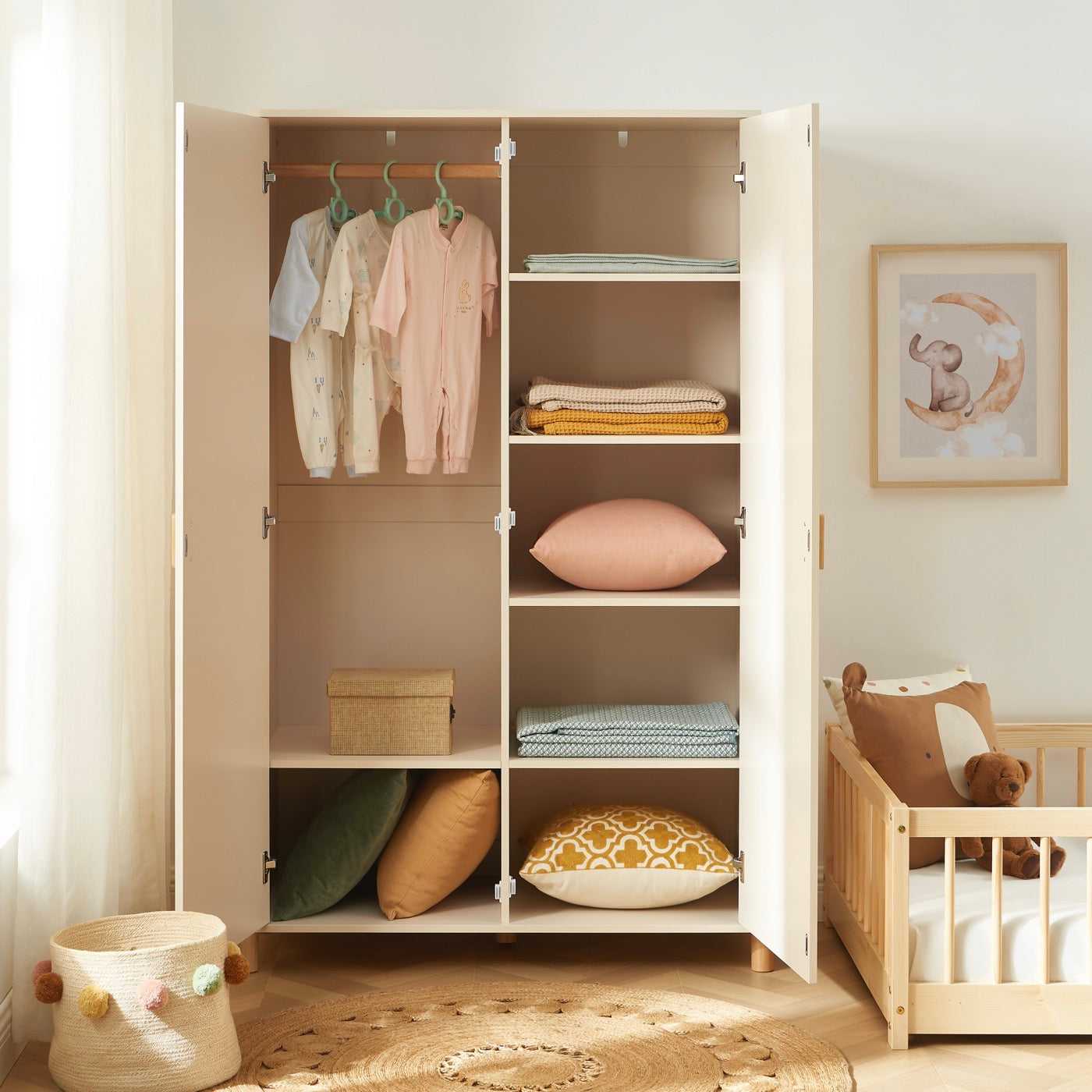 Ilio - Armoire Enfant 2 Portes - Beige