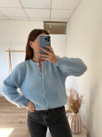 Maille En Laine Bianca Bleu Glacier