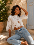 Blouse Butterfly - Blanc